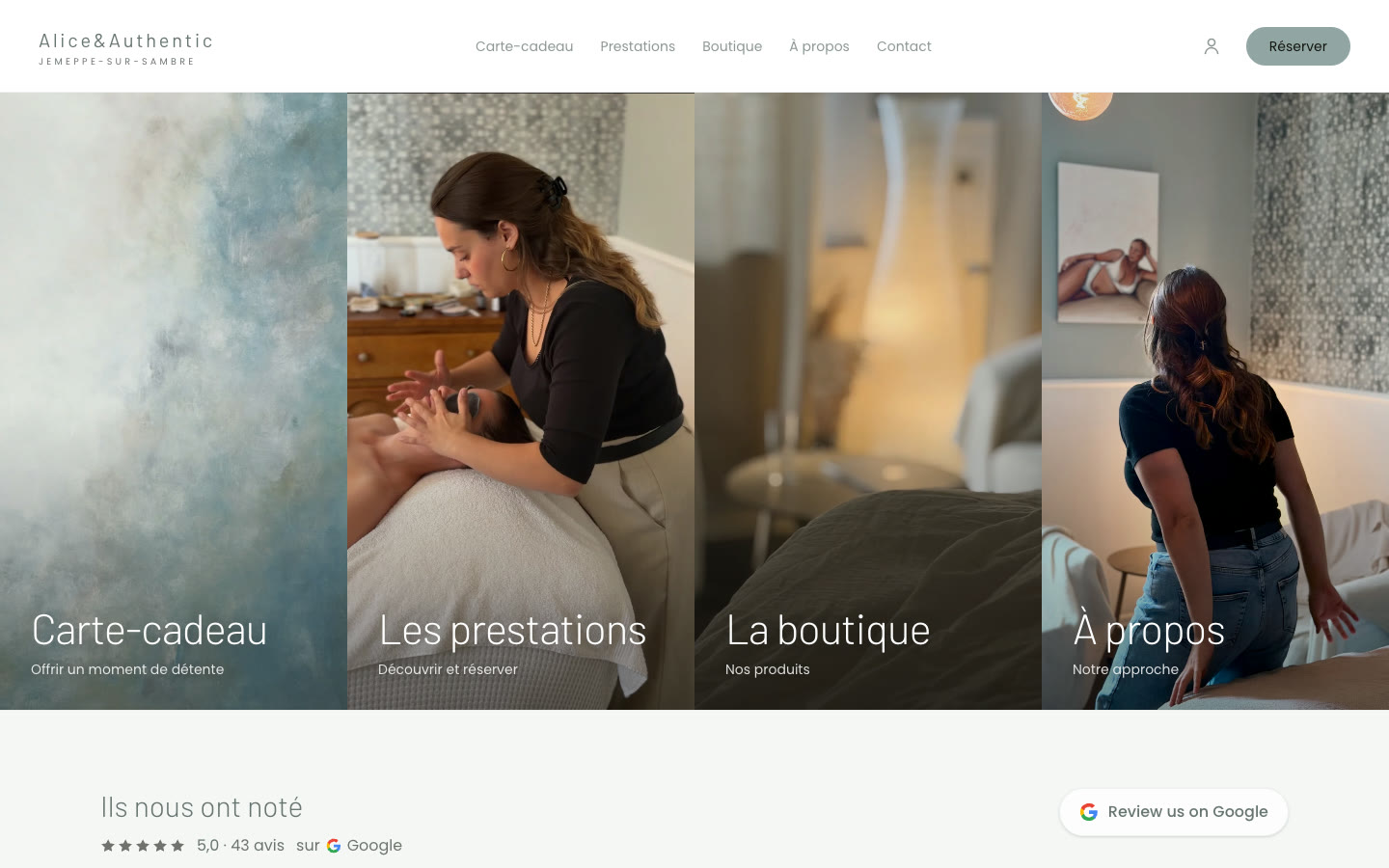 Le site d'Alice & Authentic, fait avec Kalmy